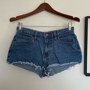 Medium/dark wash cutoff shorts